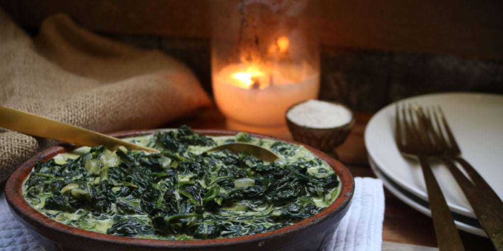thanksgiving keto creamed spinach for a low carb family dinner