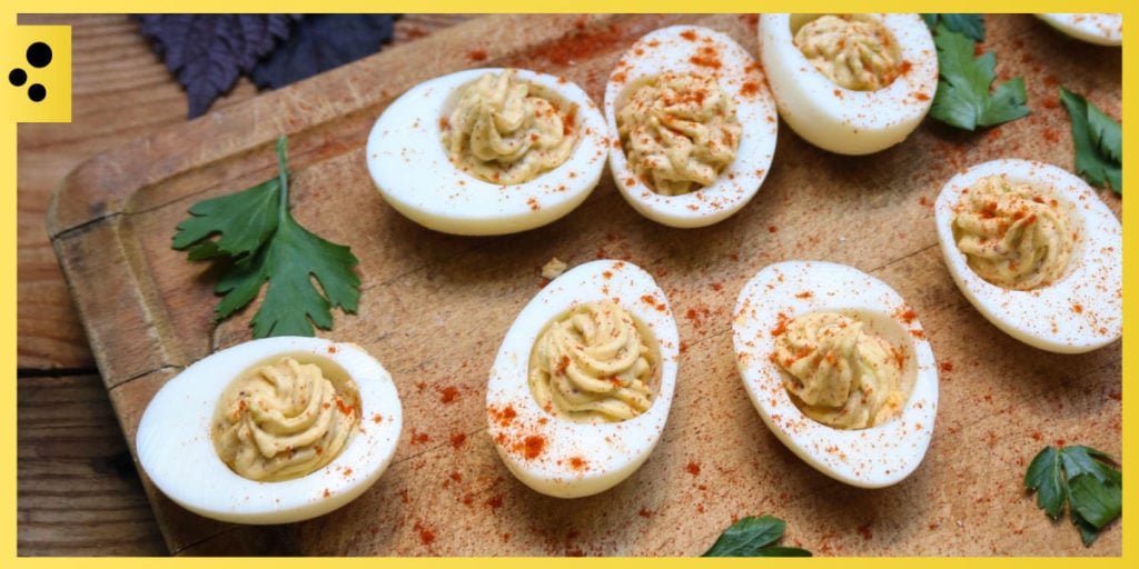 Featured image for blog post on keto deviled eggs